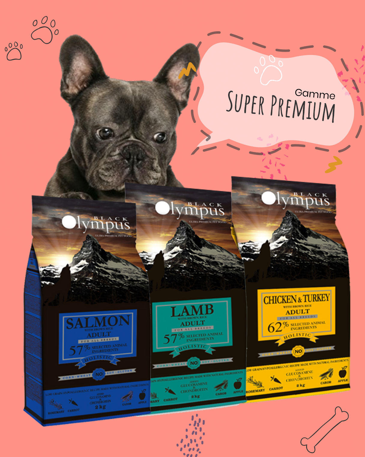 Image représentative de la gamme super premium de croquettes pour chien de Youky, une sélection d'exception pour une alimentation canine haut de gamme